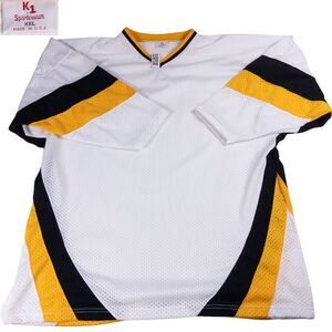 Vintage Hockey Jersey Uncrested 2XL‎ NWT 90s USA White Yellow Deadstock Baggy
